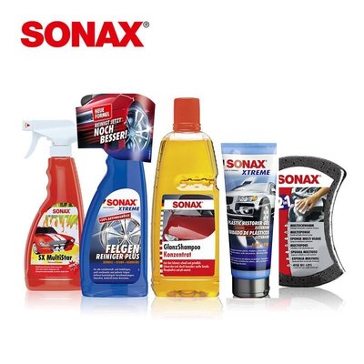 【huge急件】sonax D.I.Y洗車組合五寶 萬用清潔劑 /洗車精/塑膠鍍膜/極致鋼圈精/ 雙效海綿 優惠1580