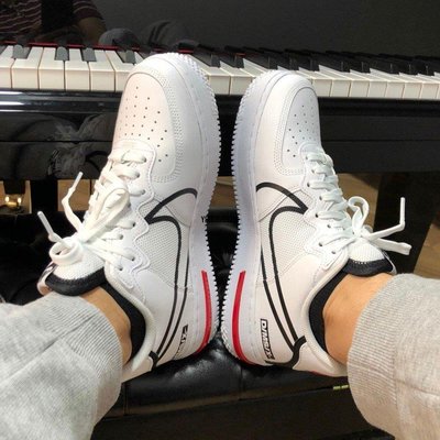 【正品】Nike Air Force 1 React 後墊 白黑紅CD4366-100 休閒運動潮鞋