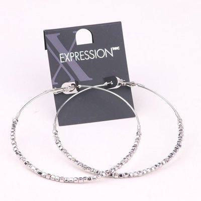 【飾界美~殺很大】歐美品牌 EXPRESSION 高質感簡單銀大環造形針式耳環~現貨下標即售
