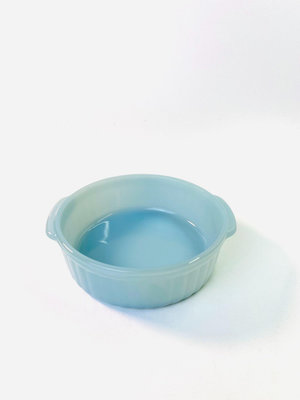 【二手】日本中古 法國Arcopal霧霾藍奶玻璃雙耳碗 缽 回流 瓷器 擺件【佟掌櫃】-3779
