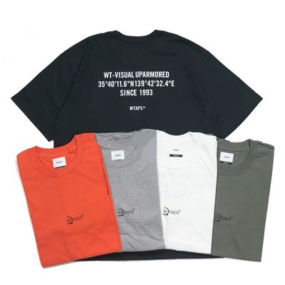 100原廠％日本WTAPS WT-VISUAL UPARMORED世界經緯度數字黑白灰橘色男短袖T恤tee