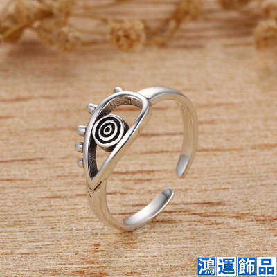 925純銀惡魔之眼戒子復古泰銀個性小眾設計精緻食指戒指ins潮-鴻運飾品