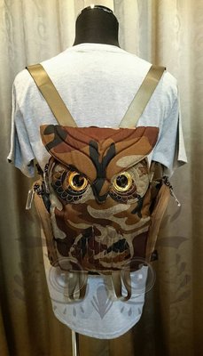 貓頭鷹迷彩後背包(S)，實品拍攝，香港Morn Creations授權販售～最特別的禮物都在奧爾思～