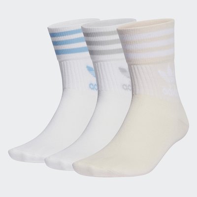 Adidas Originals 愛迪達白色中筒襪 淺色韓系襪 高質感襪子 3 雙入 IB9390