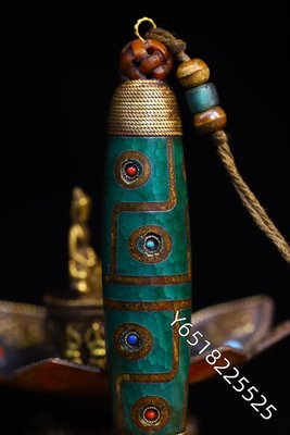 天然瑪瑙純手工掐絲鑲嵌寶石天珠，高13.5直徑2.2重約98克3618932古玩 收藏 古董