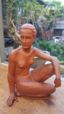 古早懷舊藝術藏品 5～60年 紅土雕塑 裸女雕塑 【侘寂文學館】藝術雕塑 30高 古董級收藏