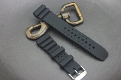 黑色20mm高質感蛇腹式矽膠錶帶,替代SEIKO,CITIZEN各式原廠橡膠製潛水風格錶帶
