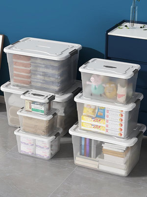 加厚透明收納箱家用衣服玩具零食后備整理箱儲物箱子塑料筐收納盒-興龍家居