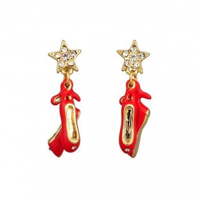 【巴黎妙樣兒新年特賣】法國廠製造 Les Nereides N2 鑲鑽 Swarovski 星星閃耀 經典紅芭蕾舞鞋耳環