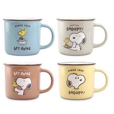 正版 雷標 Snoopy 史努比 小夥伴 仿搪瓷馬克杯 410ml 咖啡杯 泡茶杯 牛奶杯 杯子 喝水杯