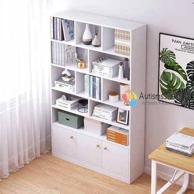 簡易書架簡約落地客廳收納置物架臥室小型儲物柜子辦公室書柜書櫥-Autismss寶藏屋