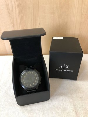 Angelia 美國品牌亞曼尼Armani Exchange 真品現貨 限量款絕版品 男性設計款黑色不鏽鋼三眼手錶AX1751