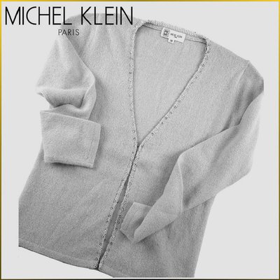 日本二手衣 MICHEL KLEIN 近新品 亮絲針織外套 女 38號 安哥拉 羊毛呢 罩衫外套 MK女裝 AF209M