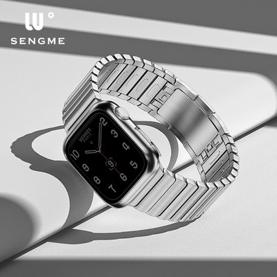 適用Apple Watch4/5/6/7代SE鍊式錶帶金屬不銹鋼蘋果手錶錶帶iwatch1/2/3鍊式錶帶38/42mm40/44男女生41/45潮