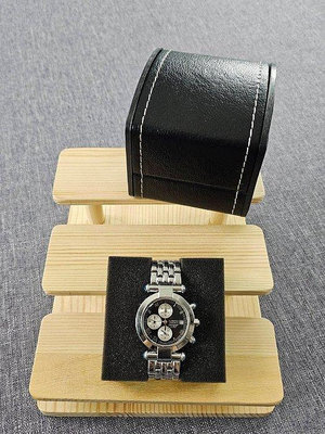 Alfredo Versace 礦物玻璃錶面 黑色格紋錶盤 三眼計時 石英腕錶