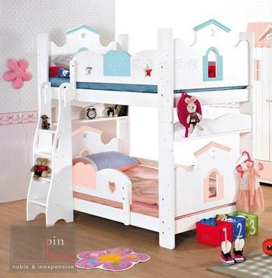 【尚品傢俱】818-01 彩虹城堡 3.5尺書架型雙層床~可拆成兩張單人床架/上下舖床台
