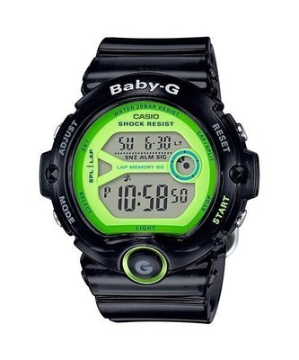BABY-G CASIO 卡西歐少女新潮果凍黑半透明慢跑運動專用大螢幕電子錶 型號：BG-6903-1B【神梭鐘錶】