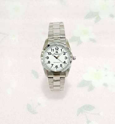 ＊迪奧小店＊SE Sapphire指針數字白面不鏽鋼手錶女錶26mm/清晰簡約/精緻小圓/特價..銀色