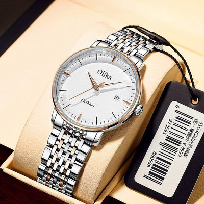 olika瑞士品牌簡約商務全自動機械錶男鋼帶防水鏤空男士機械手錶