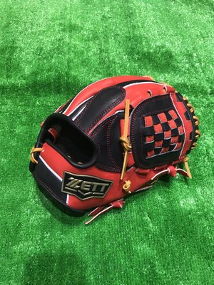 棒球世界ZETT SPECIAL ORDER 訂製款棒壘球手套特價源田款12吋紅底黑配色