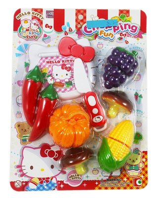 【卡漫迷】 Hello Kitty 切切樂 玩具組 ㊣版 扮家家酒 模型 魔鬼氈 蔬果 凱蒂貓 三麗鷗 蔬菜 水果 兒童