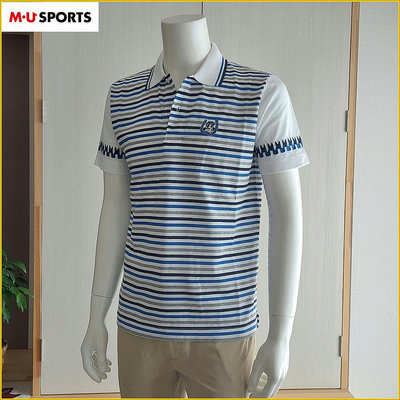 🇯🇵日本製✈️M・U SPORTS 男 M号 新品 彈性POLO衫 吸汗速乾 高爾夫 短袖條紋 POLO O933M