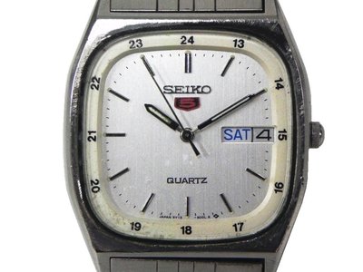 石英錶 [SEIKO 5D0295] 精工 五號 方形時尚錶[銀白色面]/中性/新潮/軍錶