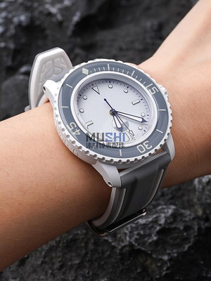 手錶配件 沐時適配Swatch斯沃琪X寶珀Blancpain同款配色雙色高拉力硅膠錶帶