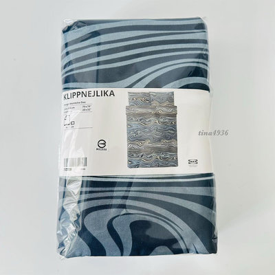 《現貨》【IKEA】KLIPPNEJLIKA 藍色渲染 雙人被套200x200公分 +一個枕頭套50x80 公分 藍色/彩色