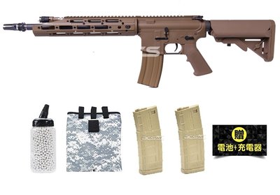【BCS武器空間】送電池充電器回收袋彈匣BB彈沙漠色~WE M4 RARS全金屬單連發電動槍電槍-WEA001R5T