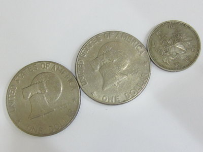 3枚一起賣-1776-1976美國建國二百年紀念幣2枚+日本昭和五十七年伍佰円1枚