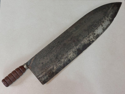 早期鐵製鯊魚刀.大魚刀(5)~木柄~興隆~有嗑傷~全長約56CM
