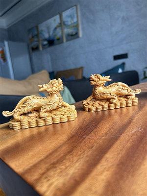 【熱賣精選】崖柏木雕刻貔貅擺件一對貔恘皮丘家用客廳店鋪辦公室貔犰開業禮品