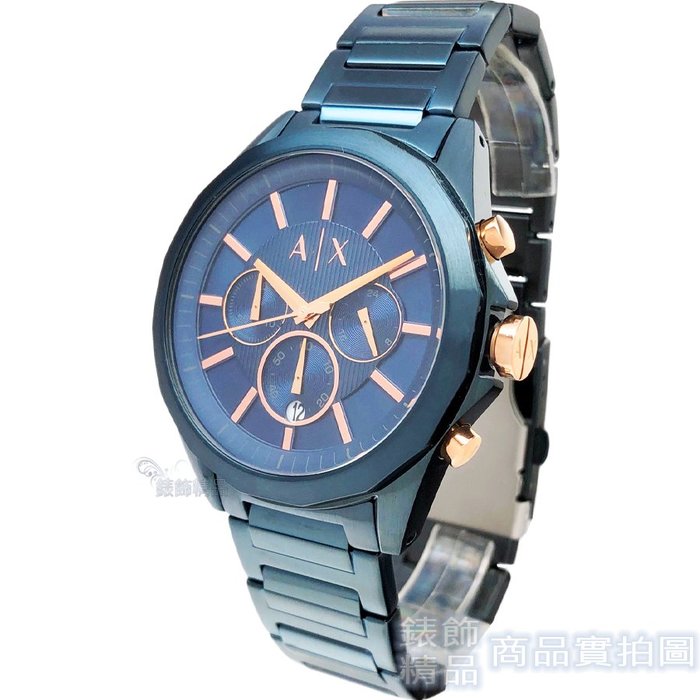 AX ARMANI EXCHANGE AX2607 時尚潮流男錶三眼計時金屬藍鋼帶手錶【錶飾精品】 | Yahoo奇摩拍賣