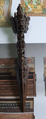 古董 西藏聖物 法器 三面普巴杵 羯磨杵、金剛降魔杵 普巴金剛 杵長14.5cm 重134g