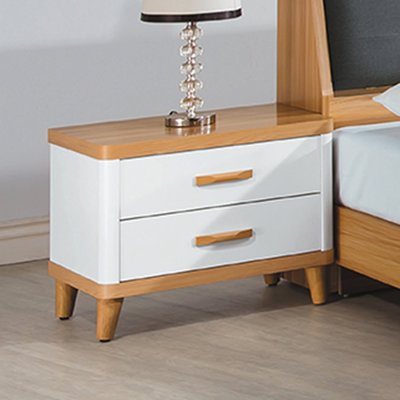 【優比傢俱生活館】24 輕鬆購-寶格麗白色雙色木紋實木腳1.8尺二抽床頭櫃 GD56-5