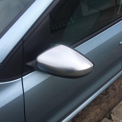 適用於 Volkswagen VW Polo 6R 6C 側後視鏡罩蓋銀色啞光鉻拉絲鋁 2010 2011 2012 2