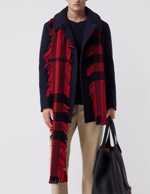 （🎉已售）全新正品（有購證）✨Burberry 經典流蘇格紋羊毛圍巾紅黑格紋大圍巾