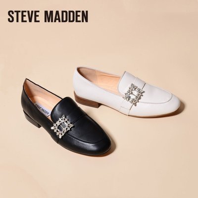 2023上新！【免運現貨】Steve Madden/思美登新款秋季真皮方扣樂福鞋單鞋女BELLARS