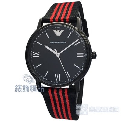 【錶飾精品】ARMANI手錶 亞曼尼表 AR11015 運動款 黑紅帆布面皮革錶帶 男錶