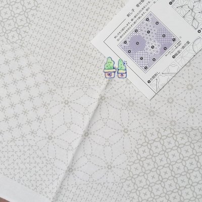 【HM】刺子繡-6種圖案六角型套組hobbyra-hobbyre -白色布+單色線系（刺子繡布+刺子繡線）