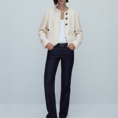 全新現貨 Massimo Dutti 西班牙 女裝 秋季新品休閑版型純色修身設計感金色紐扣短款外套女