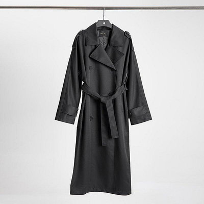 【熱賣精選】 大牌潮款現貨Massimo Dutti女裝 秋季新品設計感黑色修身長款英倫氣質風衣外套