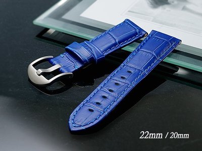 【時間探索】 Panerai 沛納海 代用 進口高級短款錶帶版-寶藍色 ( 22mm )