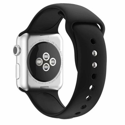 【熱賣精選】蘋果iwatch 5手錶雙釘款單色硅膠錶帶Apple watch Series 5代4代3代2代1代硅膠運動表帶透氣錶帶