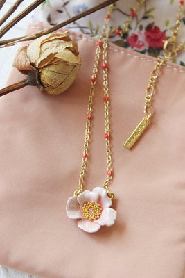 YOYO免運~Les Nereides 法國琺瑯首飾品 盛開的玫瑰花房 粉色