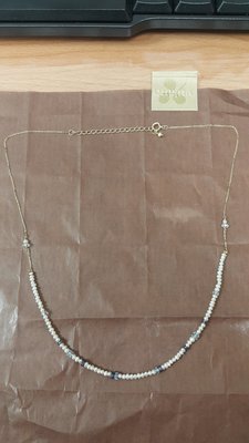 日本 輕珠寶品牌 agete K10 淡水珍珠寶石項錬45cm 9.5成新 保證真品