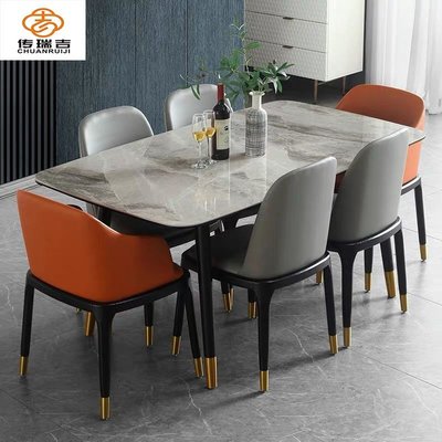 熱銷 北歐大理石餐桌現代簡約小戶型家用吃飯桌子實木餐桌椅組合