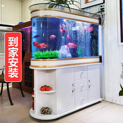 【到家安裝】金魚缸大型客廳家用中小型子彈頭水族箱魚缸玻璃1米