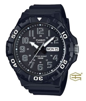【天龜 】CASIO 簡約時尚 大錶徑錶款潛水運動風錶 黑X灰 MRW-210H-1A